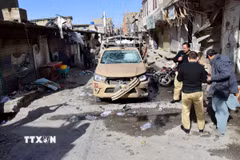 Hiện trường một vụ đánh bom ở Quetta, Pakistan. (Ảnh: THX/TTXVN)