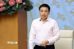 Phó Thủ tướng Nguyễn Văn Thắng phát biểu tại cuộc làm việc. (Ảnh: Xuân Tùng/TTXVN)
