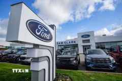 Xe ôtô được bày bán tại cửa hàng của Hãng xe Ford (Mỹ) ở Vancouver, British Columbia, Canada. (Ảnh: THX/TTXVN)