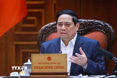 Thủ tướng Phạm Minh Chính chủ trì họp Thường trực Chính phủ về công tác chuẩn bị tổ chức Lễ khởi công, khánh thành, thông xe kỹ thuật các công trình, dự án trọng điểm. (Ảnh: Dương Giang/TTXVN)