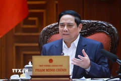 Thủ tướng Phạm Minh Chính chủ trì họp Thường trực Chính phủ về công tác chuẩn bị tổ chức Lễ khởi công, khánh thành, thông xe kỹ thuật các công trình, dự án trọng điểm. (Ảnh: Dương Giang/TTXVN)