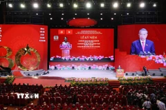Tổng Bí thư Tô Lâm đọc diễn văn. (Ảnh: Phạm Kiên/TTXVN)