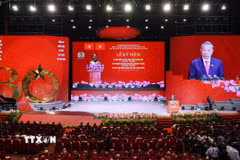 Tổng Bí thư Tô Lâm đọc diễn văn. (Ảnh: Phạm Kiên/TTXVN)