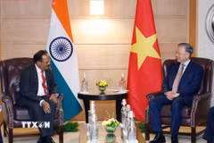 Tổng Bí thư, Chủ tịch nước Tô Lâm tiếp Cố vấn An ninh Quốc gia Ấn Độ Ajit Doval. (Ảnh: Thống Nhất/TTXVN)