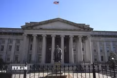 Trụ sở Bộ Tài chính Mỹ ở Washington, DC. (Ảnh: Getty Images/TTXVN)