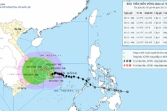Hướng di chuyển của bão số 15. (Nguồn: Trung tâm Dự báo Khí tượng Thủy văn Quốc gia)