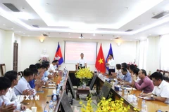 Quang cảnh Hội nghị tại Đại sứ quán Việt Nam ở thủ đô Phnom Penh. (Ảnh: Hoàng Minh/TTXVN)