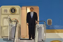 Tổng thống Mỹ Donald Trump tới Bắc Kinh ngày 13/5, bắt đầu chuyến thăm cấp nhà nước Trung Quốc. (Ảnh: THX/TTXVN)