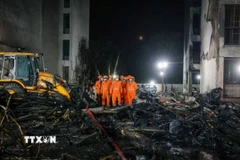 Hiện trường vụ máy bay rơi ở Ấn Độ. (Ảnh: REUTERS/TTXVN)