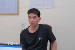Đối tượng Hoàng Văn Duy tại cơ quan Công an. (Ảnh: TTXVN phát)