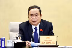 Ủy viên Bộ Chính trị, Chủ tịch Quốc hội Trần Thanh Mẫn, Chủ tịch Ủy ban phát biểu. (Ảnh: Doãn Tấn/TTXVN)