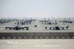 Máy bay quân sự Stratotankers KC-135 của Không lực Mỹ tại căn cứ không quân Al Udeid ở Qatar. (Ảnh: U.S. Air National Guard/TTXVN)