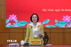 Phó Chủ tịch Quốc hội Nguyễn Thị Thanh phát biểu tại buổi làm việc. (Ảnh: Bùi Giang/TTXVN)