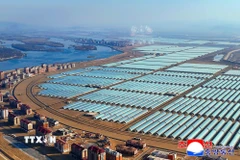 Quang cảnh trang trại nhà kính ở Sinuiju, Triều Tiên. (Ảnh: Yonhap/TTXVN)