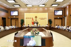 Chủ tịch Quốc hội Trần Thanh Mẫn phát biểu bế mạc Phiên họp thứ tư của Uỷ ban Thường vụ Quốc hội. (Ảnh: Doãn Tấn/TTXVN)