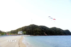 Khu du lịch sinh thái đảo Đá Dựng có bãi tắm mịn, nước biển trong xanh, môi trường sạch đẹp. (Ảnh: Thanh Vân/TTXVN)