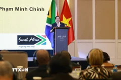 Thủ tướng Phạm Minh Chính phát biểu tại Diễn đàn doanh nghiệp Việt Nam-Nam Phi. (Ảnh: Dương Giang/TTXVN)