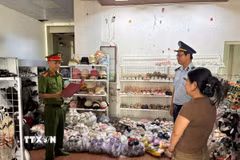 Phòng Cảnh sát kinh tế, Công an tỉnh Quảng Trị đã ra quyết định khởi tố vụ án hình sự, khởi tố bị can đối với hai đối tượng về tội “Xâm phạm quyền sở hữu công nghiệp.” (Ảnh: TTXVN phát)