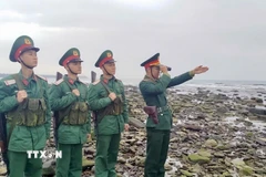 Cán bộ, chiến sỹ Tiểu đoàn Phòng thủ đảo Bạch Long Vĩ canh giữ biển trời cho đất nước vào Xuân. (Ảnh: TTXVN phát)