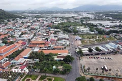 Một góc trung tâm xã đảo Long Sơn, Thành phố Hồ Chí Minh. (Ảnh: Đoàn Mạnh Dương/TTXVN)