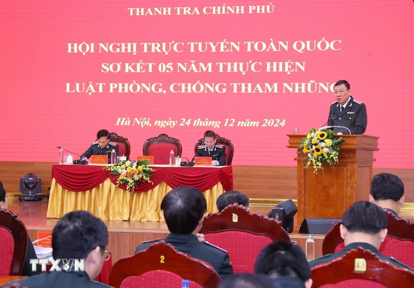 Tổng Thanh tra Chính phủ Đoàn Hồng Phong phát biểu khai mạc. (Ảnh: Văn Điệp/TTXVN)