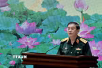 Thượng tướng Trương Thiên Tô, Phó Chủ nhiệm Tổng cục Chính trị Quân đội nhân dân Việt Nam phát biểu. (Ảnh: Đỗ Bình/TTXVN)