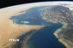 Hình ảnh eo biển Hormuz được quan sát từ vệ tinh. (Ảnh: Getty Images/TTXVN)