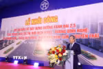 Chủ tịch UBND thành phố Hà Nội Vũ Đại Thắng phát biểu tại lễ khởi công. (Ảnh: Văn Điệp/TTXVN)