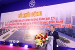 Chủ tịch UBND thành phố Hà Nội Vũ Đại Thắng phát biểu tại lễ khởi công. (Ảnh: Văn Điệp/TTXVN)