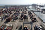 Các container hàng hóa tại Cảng biển Cái Mép. (Ảnh: Đoàn Mạnh Dương/TTXVN)