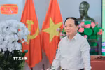 Đồng chí Trịnh Văn Quyết, Ủy viên Bộ Chính trị, Bí thư Trung ương Đảng, Trưởng Ban Tuyên giáo và Dân vận Trung ương phát biểu chúc mừng toàn thể lãnh đạo và người lao động TTXVN 101 năm Ngày Báo chí Cách mạng Việt Nam (21/6/1925 - 21/6/2026). (Ảnh: Lê Đông/TTXVN)