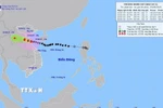 Đường đi của bão số 5 lúc 13h ngày 25/8/2025. (Ảnh: TTXVN phát)