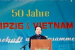 Chủ tịch Hội người Việt Nam tại Leipzig, ông Bùi Quang Huy phát biểu tại sự kiện "Ngày Văn hóa Việt Nam" tại thành phố Leipzig. (Ảnh: Phương Hoa/Vietnam+)