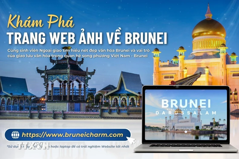 Trang web thông tin về Brunei do sinh viên Học viện Ngoại giao thiết kế Bruneicharm.com. (Ảnh: Đại sứ quán Việt Nam tại Brunei/TTXVN phát)