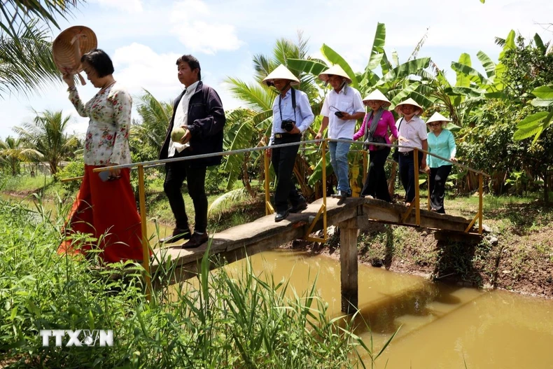Du lịch sinh thái mang đặc trưng miệt vườn ở cù lao Bảo, tỉnh Bến Tre. (Ảnh: Hồng Đạt/TTXVN)