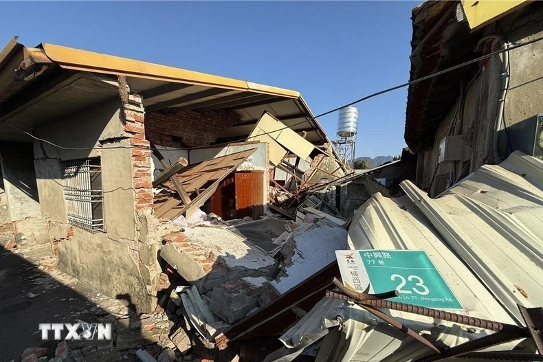 Cảnh đỏ nát sau một trận động đất ở Đài Nam, Đài Loan (Trung Quốc) ngày 21/1/2025. (Ảnh minh họa. THX/TTXVN)