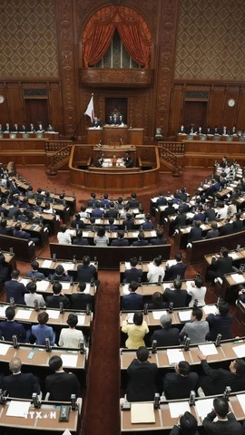 Toàn cảnh một phiên họp Quốc hội Nhật Bản tại Thủ đô Tokyo. (Ảnh: Kyodo/TTXVN)