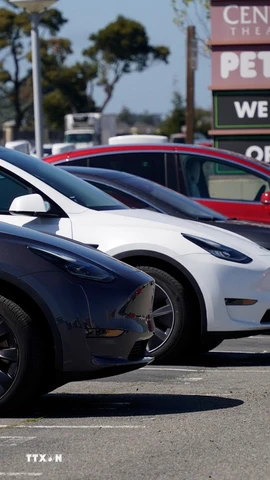 Ôtô điện của hãng Teslta . (Ảnh: THX/TTXVN)