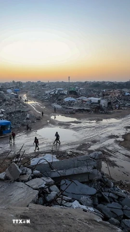Cảnh đổ nát do xung đột tại Gaza. (Ảnh: THX/TTXVN)