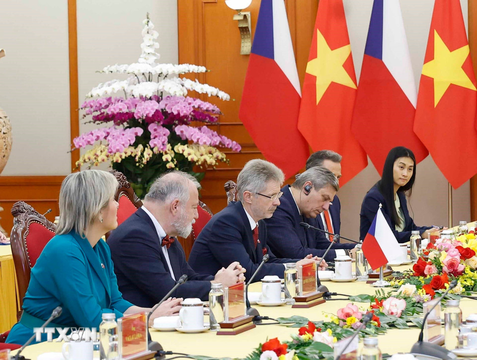 Chủ tịch Thượng viện Quốc hội Cộng hòa Séc Milos Vystrcil phát biểu. (Ảnh: Thống Nhất/TTXVN)