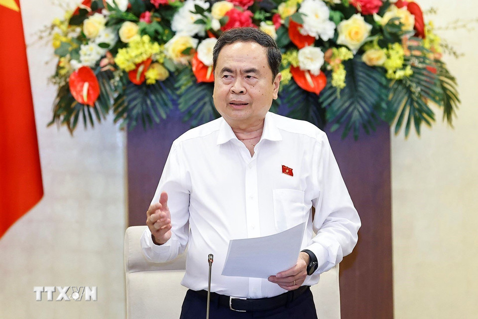 Chủ tịch Quốc hội Trần Thanh Mẫn phát biểu bế mạc Phiên họp. (Ảnh: Doãn Tấn/TTXVN)