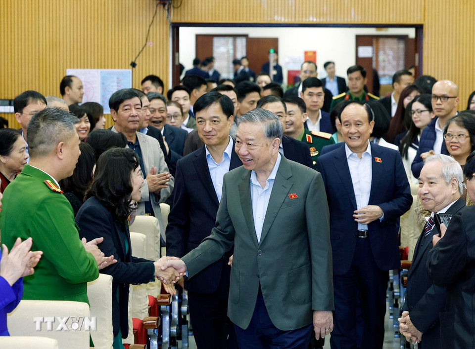 Tổng Bí thư Tô Lâm và các đại biểu. (Ảnh: Thống Nhất/TTXVN)