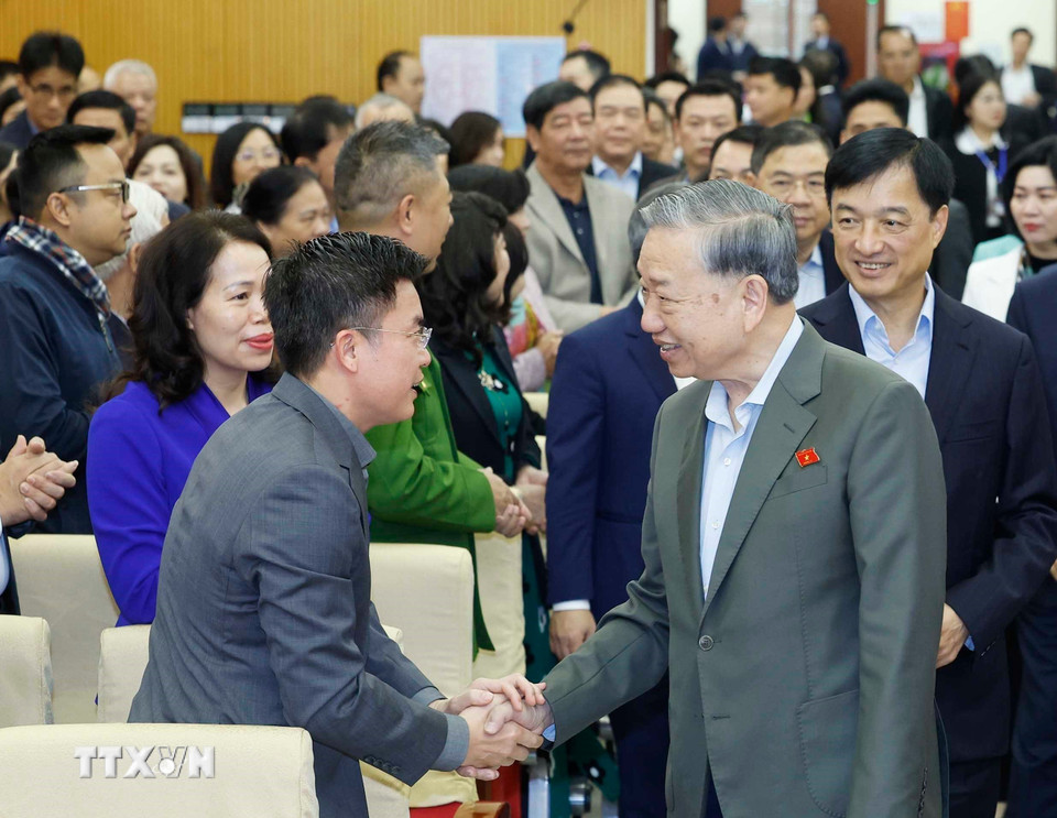 Tổng Bí thư Tô Lâm và các đại biểu. (Ảnh: Thống Nhất/TTXVN)