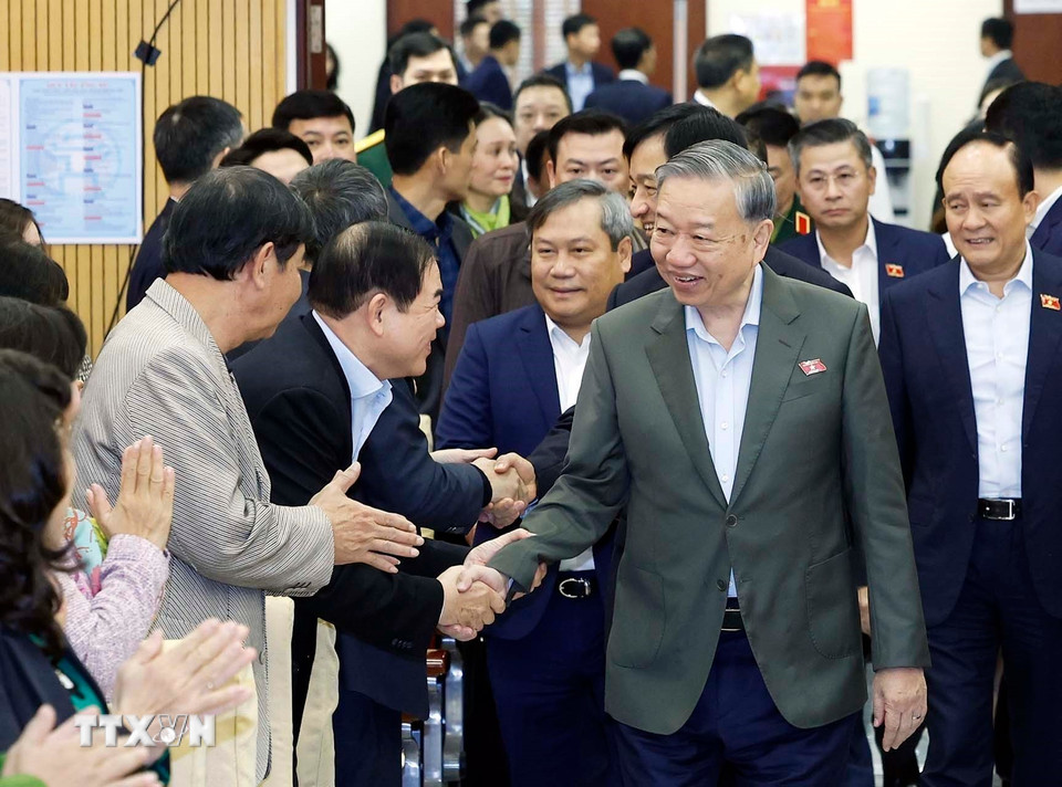 Tổng Bí thư Tô Lâm và các đại biểu. (Ảnh: Thống Nhất/TTXVN)