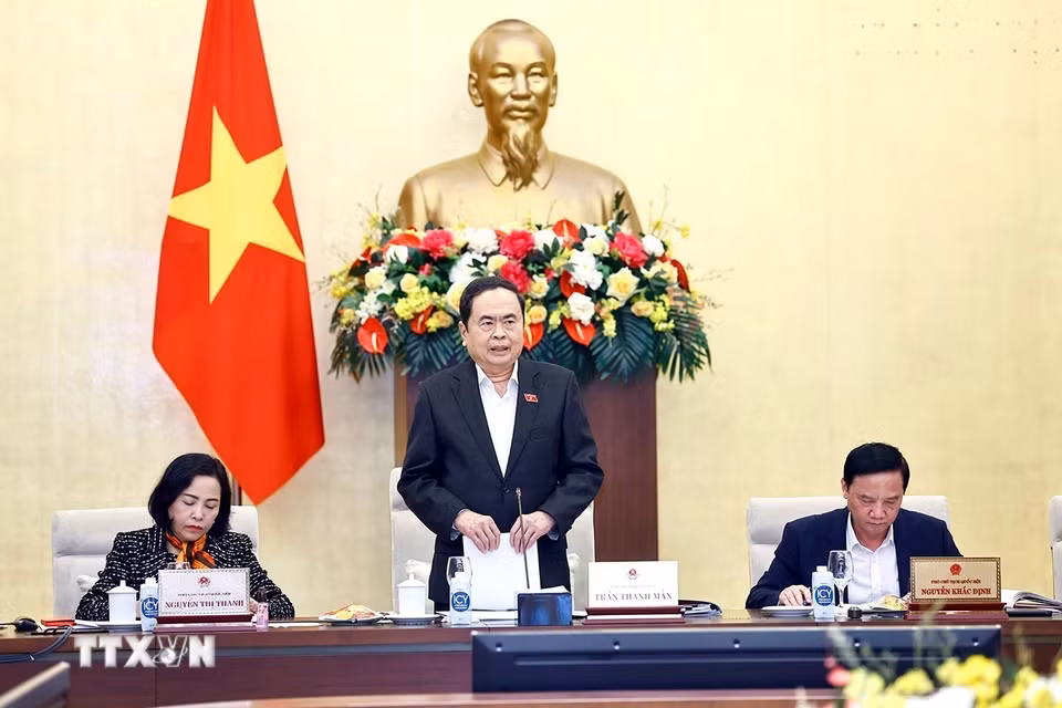 Chủ tịch Quốc hội Trần Thanh Mẫn phát biểu. (Ảnh: Doãn Tấn/TTXVN)