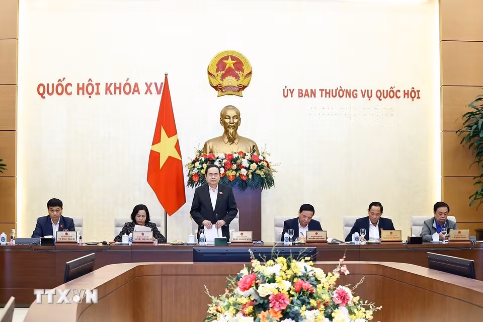 Chủ tịch Quốc hội Trần Thanh Mẫn phát biểu. (Ảnh: Doãn Tấn/TTXVN)