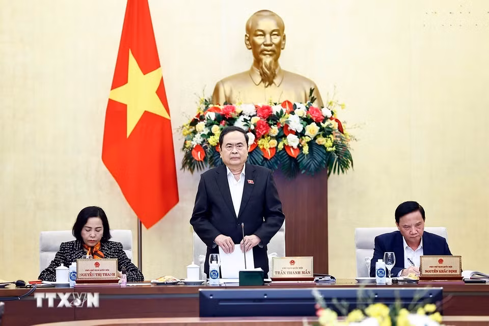 Chủ tịch Quốc hội Trần Thanh Mẫn phát biểu. (Ảnh: Doãn Tấn/TTXVN)