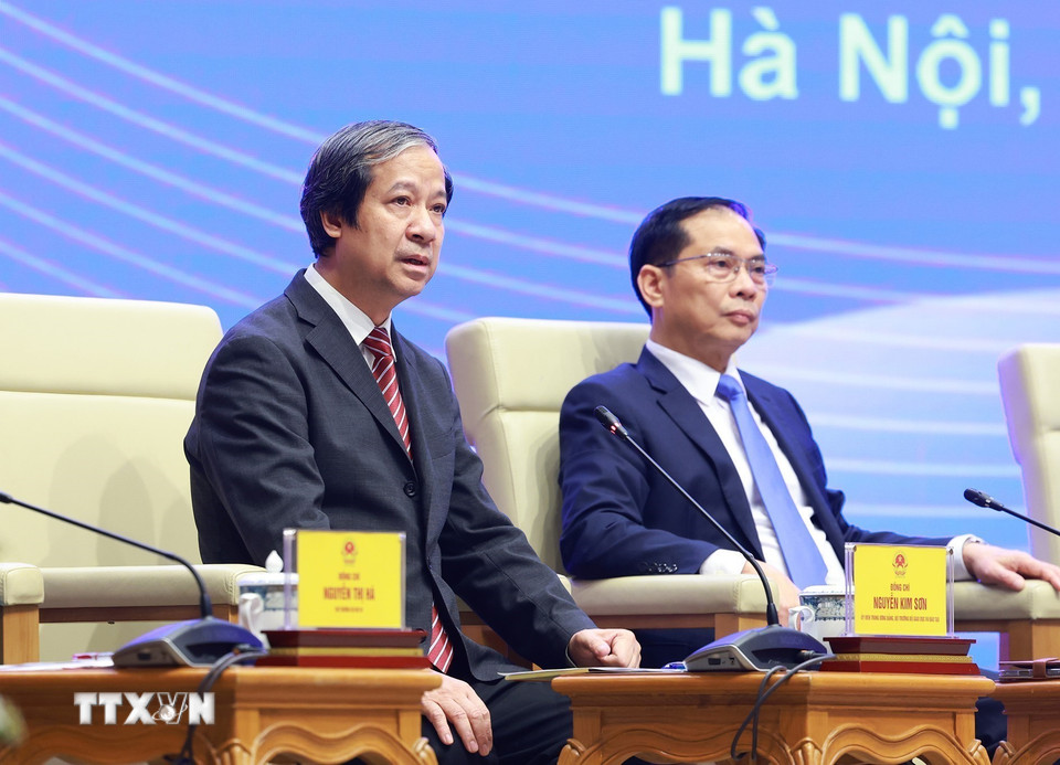 Bộ trưởng Bộ Giáo dục và Đào tạo Nguyễn Kim Sơn phát biểu. (Ảnh: Dương Giang/TTXVN)