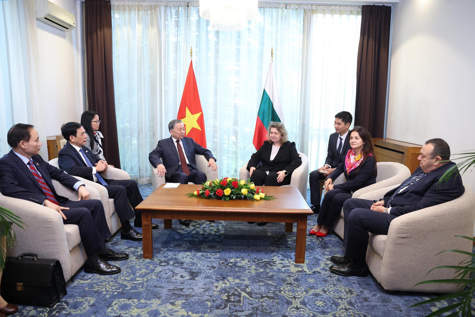 Tổng Bí thư Tô Lâm hội kiến Chủ tịch Quốc hội Bulgaria Nataliya Kiselova. (Ảnh: Thống Nhất/TTXVN)