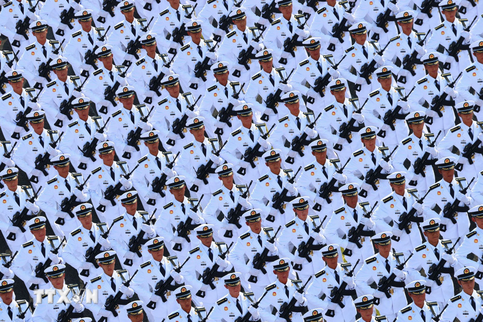 Hải quân Trung Quốc tại Lễ duyệt binh kỷ niệm 80 năm chiến thắng phátxít của nhân dân thế giới ở Bắc Kinh, ngày 3/9/2025. (Ảnh: THX/TTXVN)